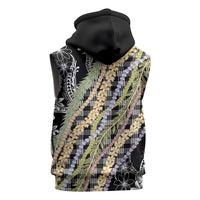 Black Palaka Hawaii Leis Sleeveless Hoodie Hawaiian-plaid Elegant Tropical Vibes LT14 - Polynesian Pride