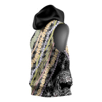 Black Palaka Hawaii Leis Sleeveless Hoodie Hawaiian-plaid Elegant Tropical Vibes LT14 - Polynesian Pride
