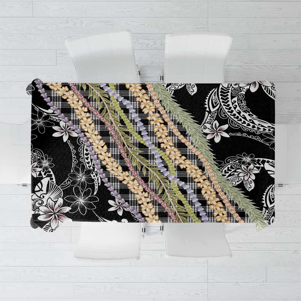 Black Palaka Hawaii Leis Tablecloth Hawaiian-plaid Elegant Tropical Vibes LT14 Black - Polynesian Pride