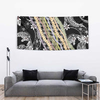 Black Palaka Hawaii Leis Tapestry Hawaiian-plaid Elegant Tropical Vibes - Polynesian Pride
