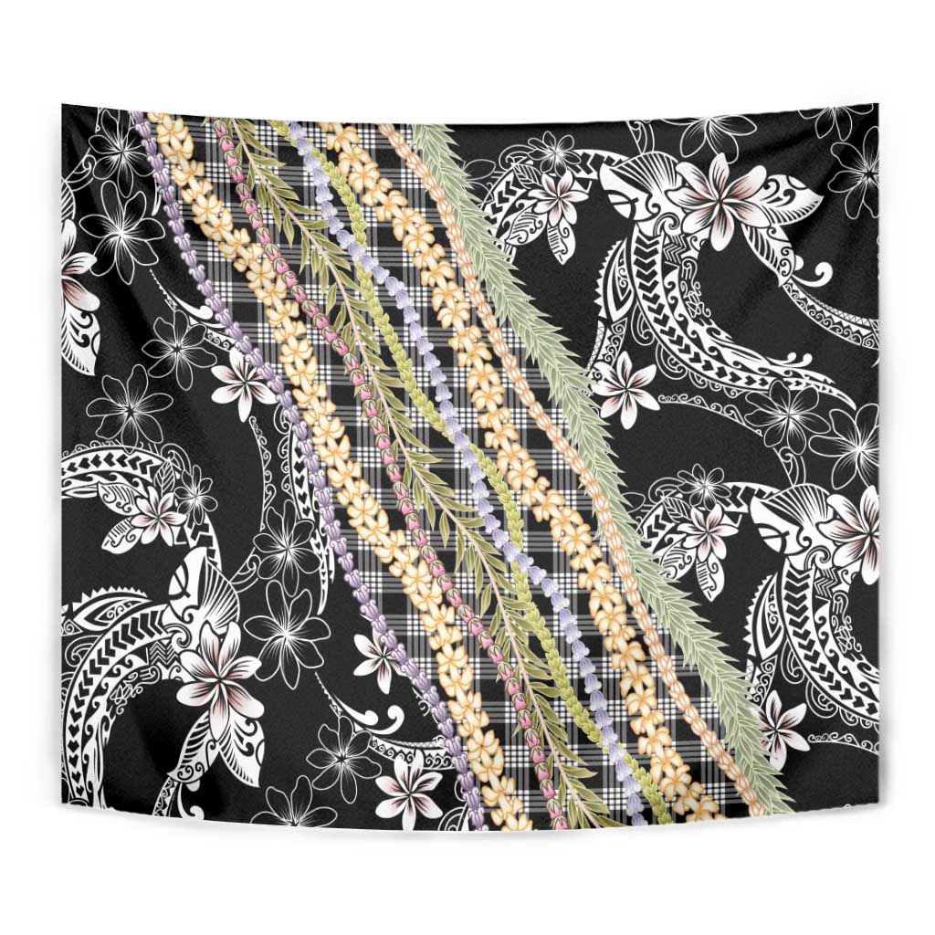 Black Palaka Hawaii Leis Tapestry Hawaiian-plaid Elegant Tropical Vibes - Polynesian Pride
