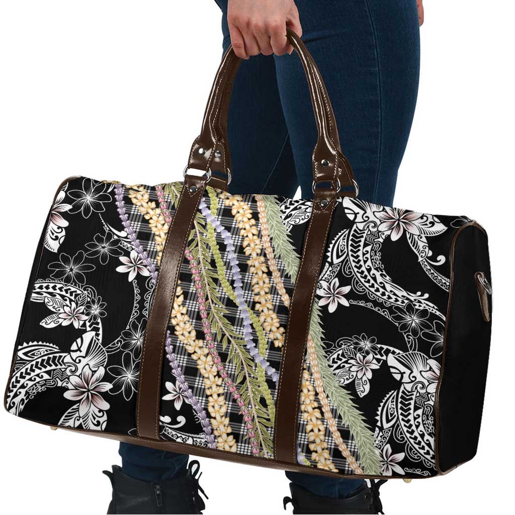 Black Palaka Hawaii Leis Travel Bag Hawaiian-plaid Elegant Tropical Vibes LT14 - Polynesian Pride