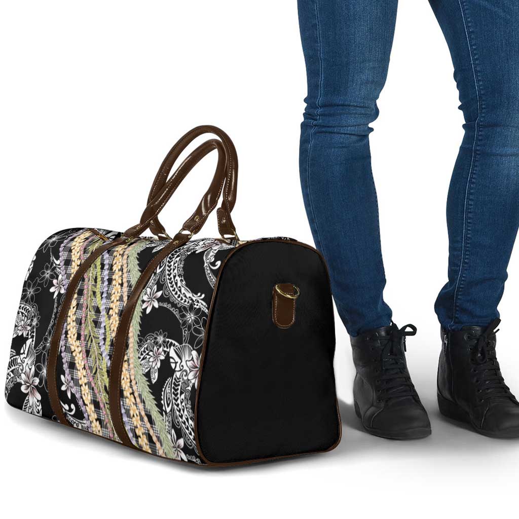 Black Palaka Hawaii Leis Travel Bag Hawaiian-plaid Elegant Tropical Vibes LT14 - Polynesian Pride