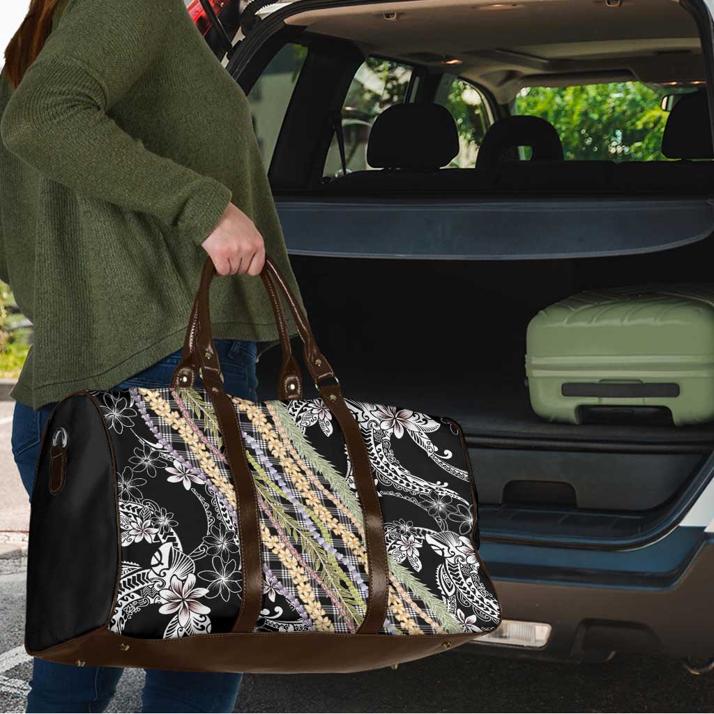 Black Palaka Hawaii Leis Travel Bag Hawaiian-plaid Elegant Tropical Vibes LT14 - Polynesian Pride