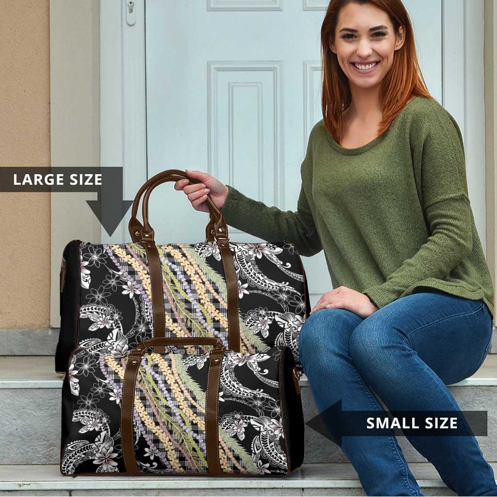 Black Palaka Hawaii Leis Travel Bag Hawaiian-plaid Elegant Tropical Vibes LT14 - Polynesian Pride