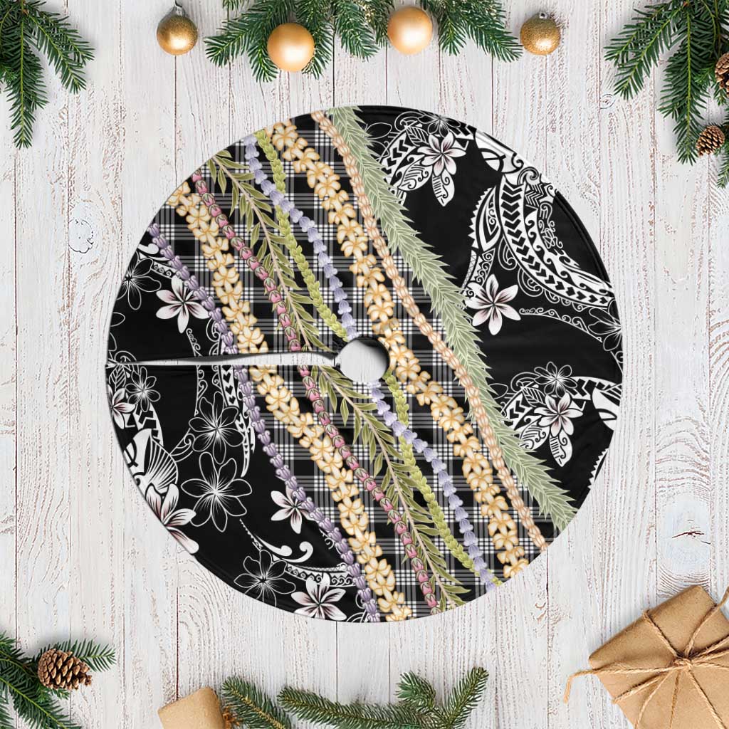 Black Palaka Hawaii Leis Tree Skirt Hawaiian-plaid Elegant Tropical Vibes LT14 Casual Black - Polynesian Pride