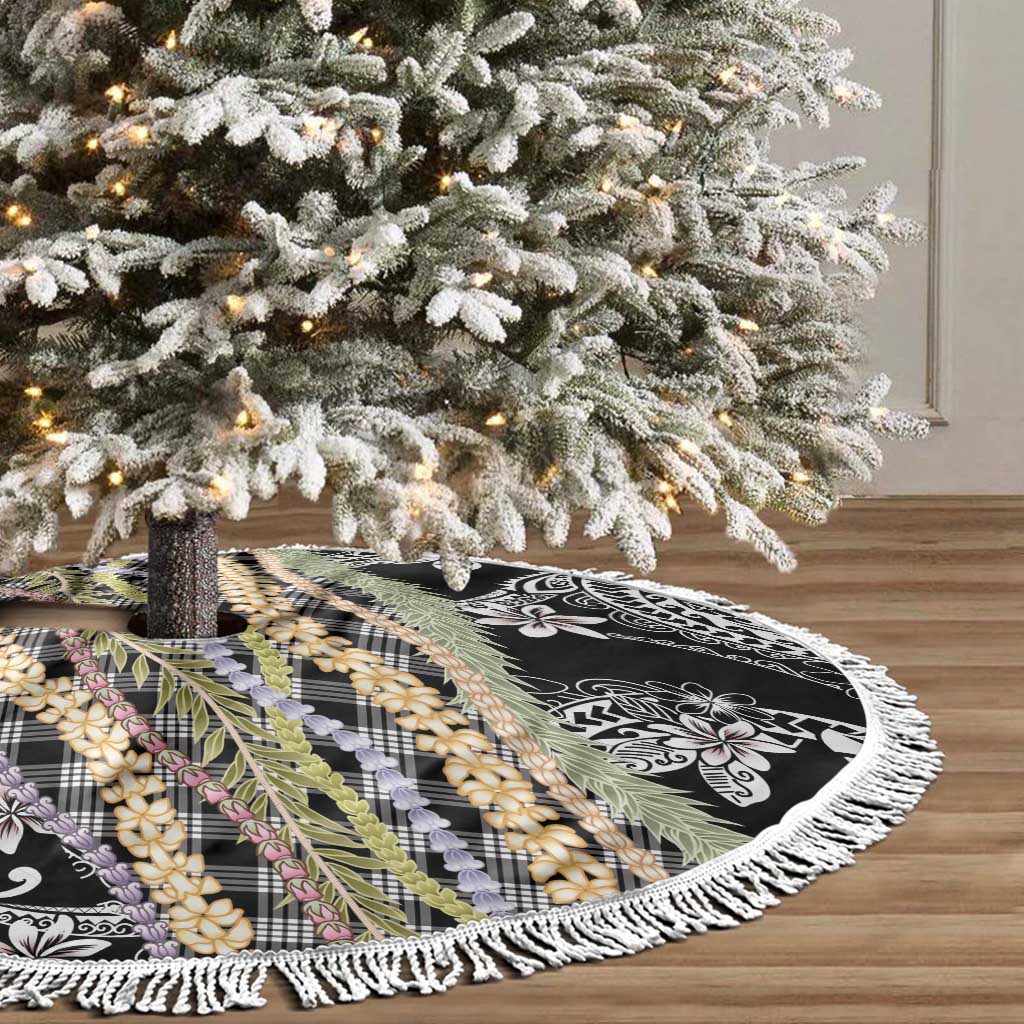 Black Palaka Hawaii Leis Tree Skirt Hawaiian-plaid Elegant Tropical Vibes LT14 - Polynesian Pride