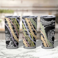 Black Palaka Hawaii Leis Tumbler Cup Hawaiian-plaid Elegant Tropical Vibes - Polynesian Pride