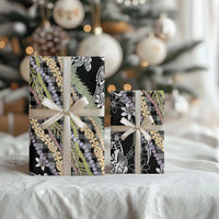 Black Palaka Hawaii Leis Wrapping Paper Hawaiian-plaid Elegant Tropical Vibes LT14 - Polynesian Pride