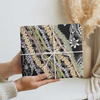 Black Palaka Hawaii Leis Wrapping Paper Hawaiian-plaid Elegant Tropical Vibes LT14 - Polynesian Pride