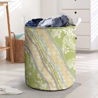 Green Palaka Hawaii Leis Laundry Basket Hawaiian-plaid Elegant Tropical Vibes LT14 Green - Polynesian Pride