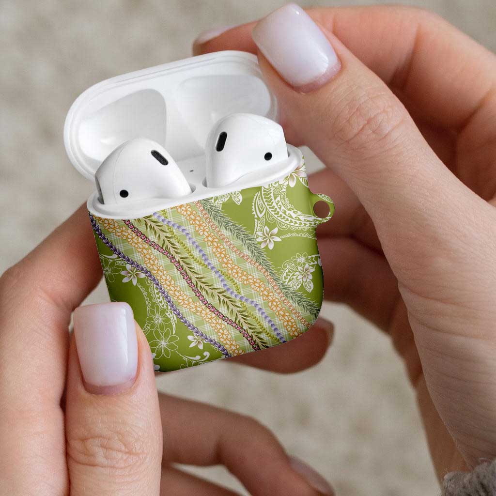 Green Palaka Hawaii Leis AirPods Case Hawaiian-plaid Elegant Tropical Vibes LT14 - Polynesian Pride