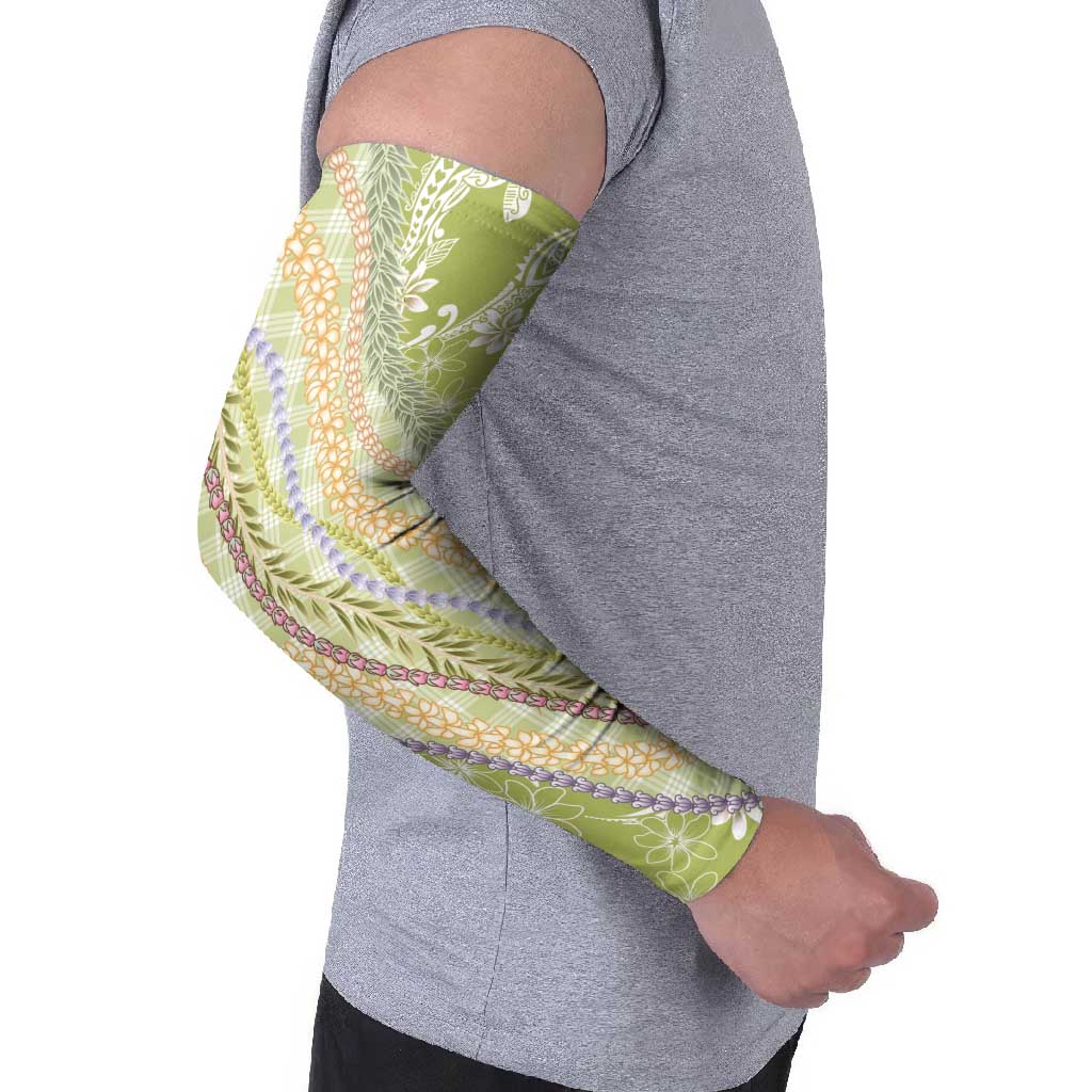 Green Palaka Hawaii Leis Arm Sleeves Hawaiian-plaid Elegant Tropical Vibes LT14 - Polynesian Pride