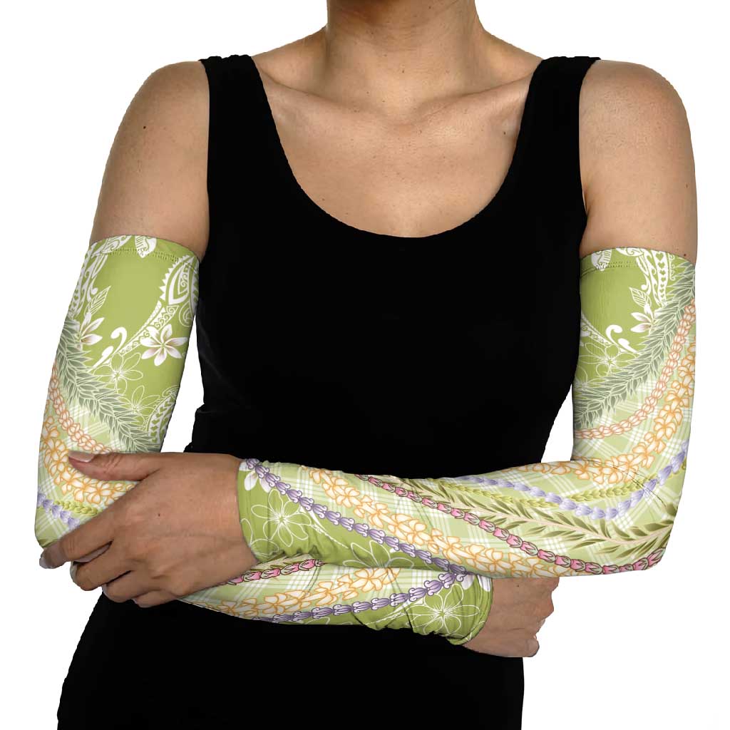 Green Palaka Hawaii Leis Arm Sleeves Hawaiian-plaid Elegant Tropical Vibes LT14 - Polynesian Pride