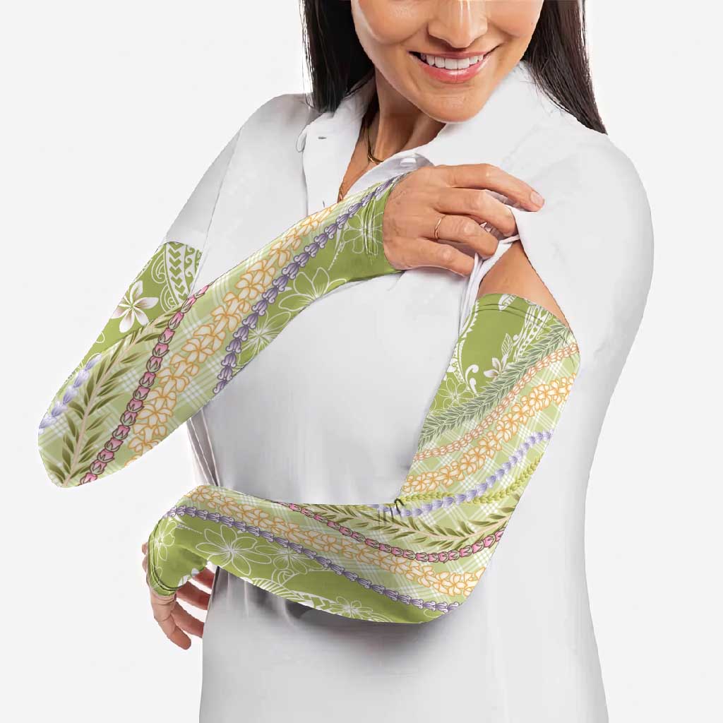 Green Palaka Hawaii Leis Arm Sleeves Hawaiian-plaid Elegant Tropical Vibes LT14 - Polynesian Pride