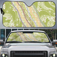 Green Palaka Hawaii Leis Auto Sun Shade Hawaiian-plaid Elegant Tropical Vibes - Polynesian Pride