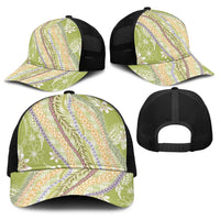 Green Palaka Hawaii Leis Baseball Net Cap Hawaiian-plaid Elegant Tropical Vibes - Polynesian Pride