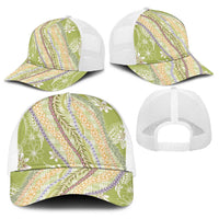 Green Palaka Hawaii Leis Baseball Net Cap Hawaiian-plaid Elegant Tropical Vibes - Polynesian Pride