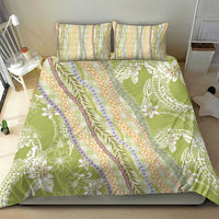Green Palaka Hawaii Leis Bedding Set Hawaiian-plaid Elegant Tropical Vibes - Polynesian Pride
