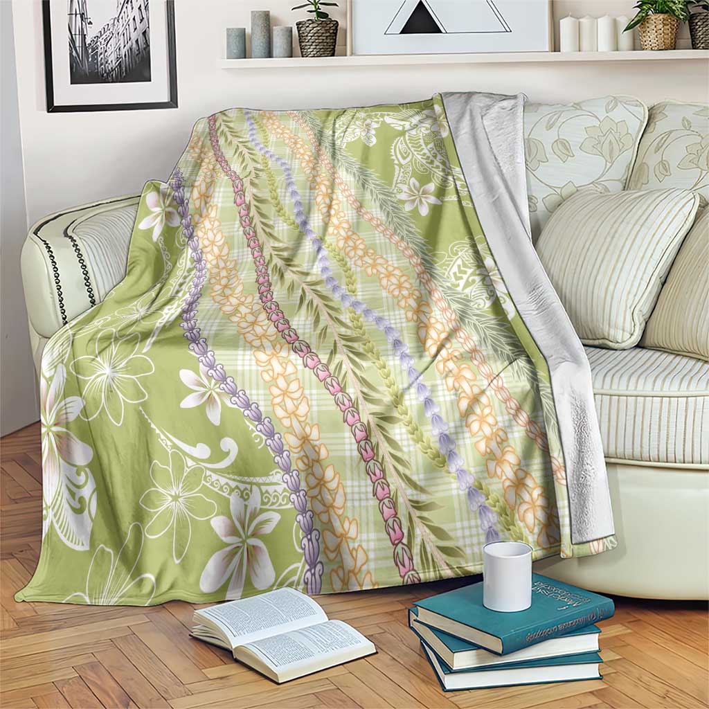 Green Palaka Hawaii Leis Blanket Hawaiian-plaid Elegant Tropical Vibes - Polynesian Pride