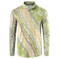 Green Palaka Hawaii Leis Button Sweatshirt Hawaiian-plaid Elegant Tropical Vibes LT14 Green - Polynesian Pride