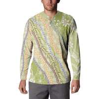 Green Palaka Hawaii Leis Button Sweatshirt Hawaiian-plaid Elegant Tropical Vibes LT14 - Polynesian Pride