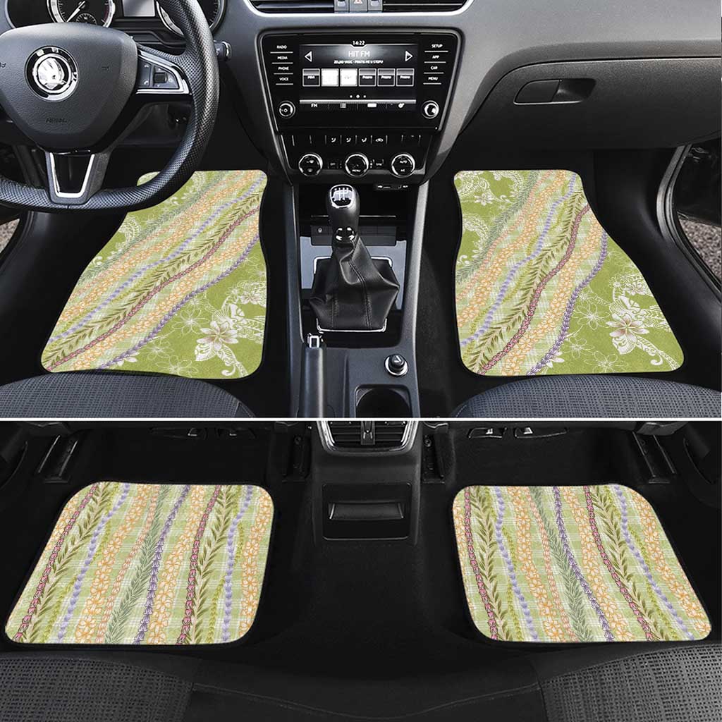 Green Palaka Hawaii Leis Car Mats Hawaiian-plaid Elegant Tropical Vibes - Polynesian Pride