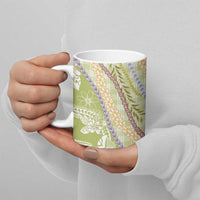 Green Palaka Hawaii Leis Ceramic Mug Hawaiian-plaid Elegant Tropical Vibes - Polynesian Pride