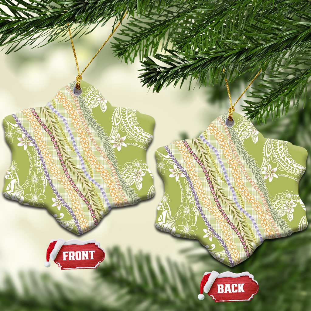 Green Palaka Hawaii Leis Ceramic Ornament Hawaiian-plaid Elegant Tropical Vibes LT14 Snow Flake Green - Polynesian Pride