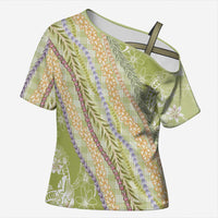 Green Palaka Hawaii Leis Cross Shoulder Shirt Hawaiian-plaid Elegant Tropical Vibes LT14 Female Green - Polynesian Pride