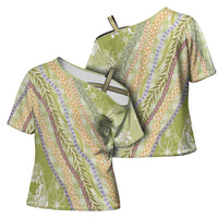 Green Palaka Hawaii Leis Cross Shoulder Shirt Hawaiian-plaid Elegant Tropical Vibes LT14 - Polynesian Pride