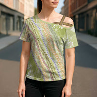 Green Palaka Hawaii Leis Cross Shoulder Shirt Hawaiian-plaid Elegant Tropical Vibes LT14 - Polynesian Pride
