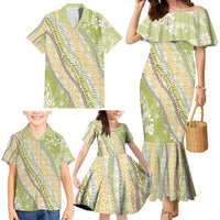 Green Palaka Hawaii Leis Family Matching Mermaid Dress and Hawaiian Shirt Hawaiian-plaid Elegant Tropical Vibes - Polynesian Pride