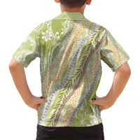 Green Palaka Hawaii Leis Family Matching Short Sleeve Bodycon Dress and Hawaiian Shirt Hawaiian-plaid Elegant Tropical Vibes - Polynesian Pride