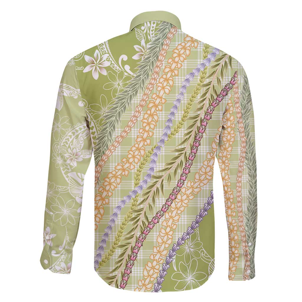 Green Palaka Hawaii Leis Family Matching Short Sleeve Bodycon Dress and Hawaiian Shirt Hawaiian-plaid Elegant Tropical Vibes - Polynesian Pride