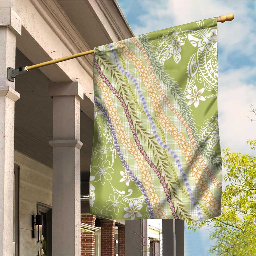 Green Palaka Hawaii Leis Garden Flag Hawaiian-plaid Elegant Tropical Vibes - Polynesian Pride