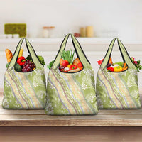 Green Palaka Hawaii Leis Grocery Bag Hawaiian-plaid Elegant Tropical Vibes LT14 3-pack One Size Green - Polynesian Pride