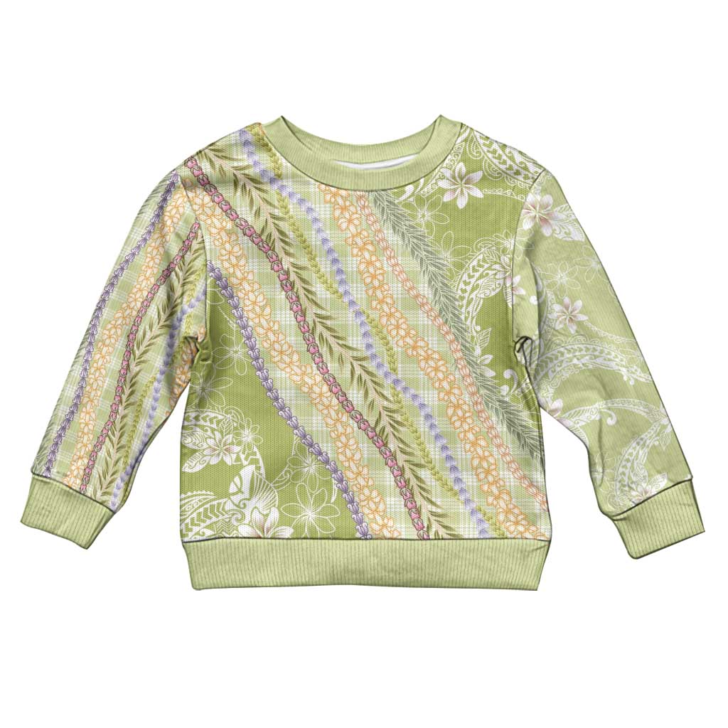 Green Palaka Hawaii Leis Kid Ugly Christmas Sweater Hawaiian-plaid Elegant Tropical Vibes LT14 Kid Green - Polynesian Pride
