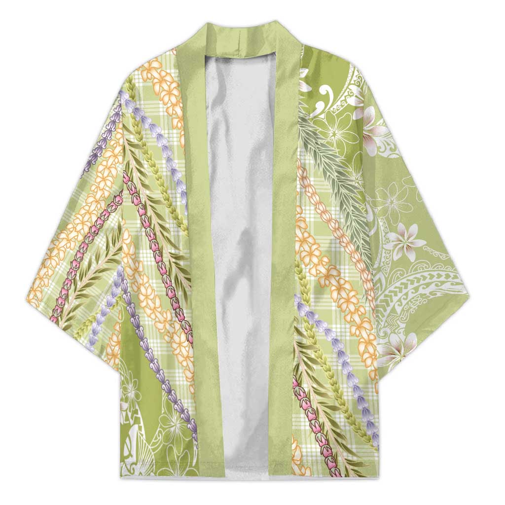 Green Palaka Hawaii Leis Kimono Hawaiian-plaid Elegant Tropical Vibes - Polynesian Pride