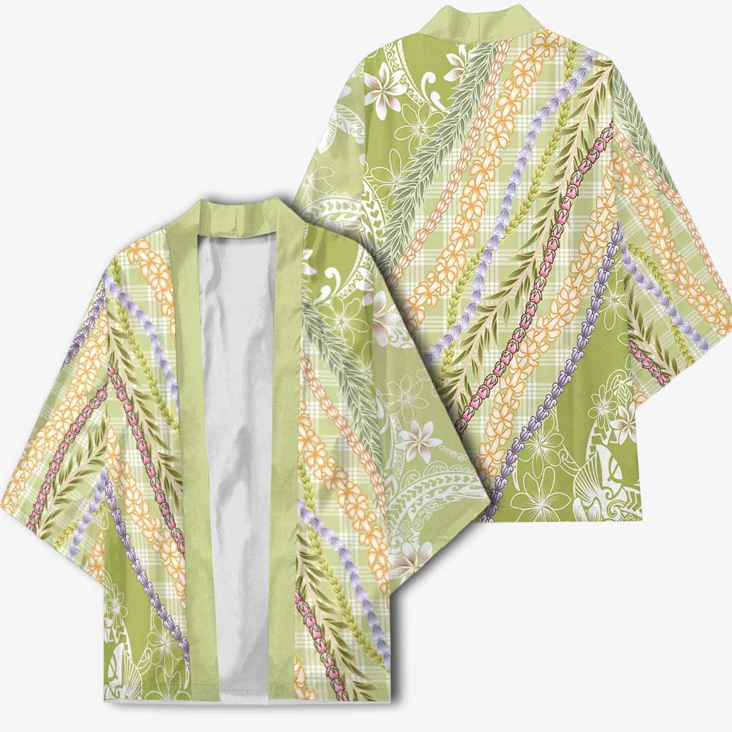Green Palaka Hawaii Leis Kimono Hawaiian-plaid Elegant Tropical Vibes - Polynesian Pride