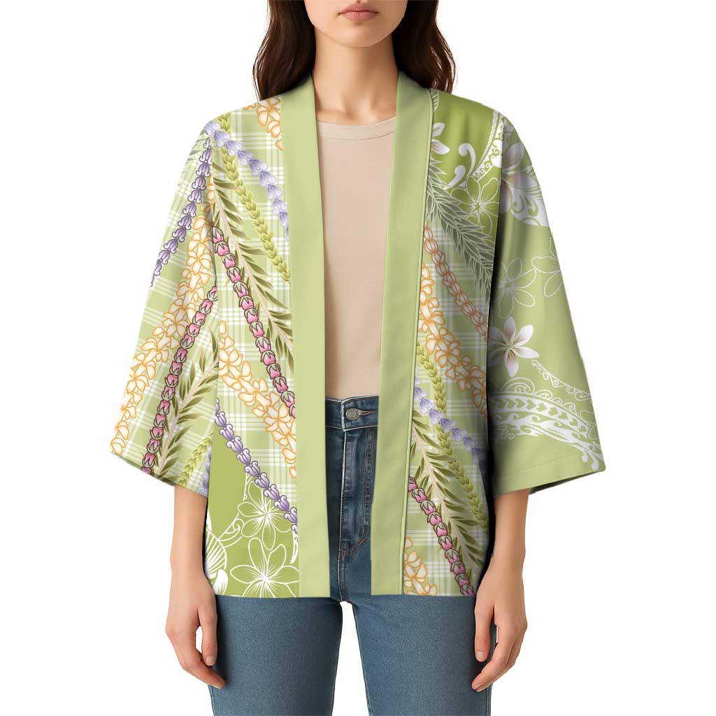 Green Palaka Hawaii Leis Kimono Hawaiian-plaid Elegant Tropical Vibes - Polynesian Pride