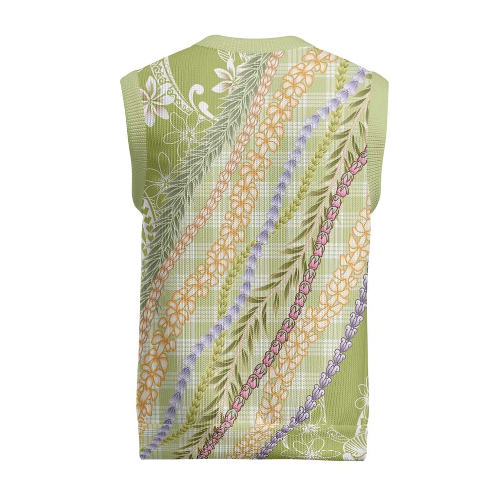 Green Palaka Hawaii Leis Christmas Knitted V-Neck Vest Hawaiian-plaid Elegant Tropical Vibes LT14 - Polynesian Pride