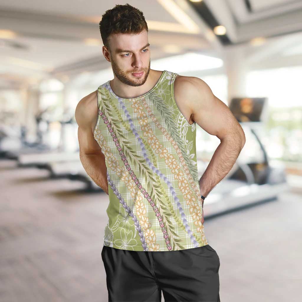Green Palaka Hawaii Leis Men Tank Top Hawaiian-plaid Elegant Tropical Vibes LT14 Green - Polynesian Pride