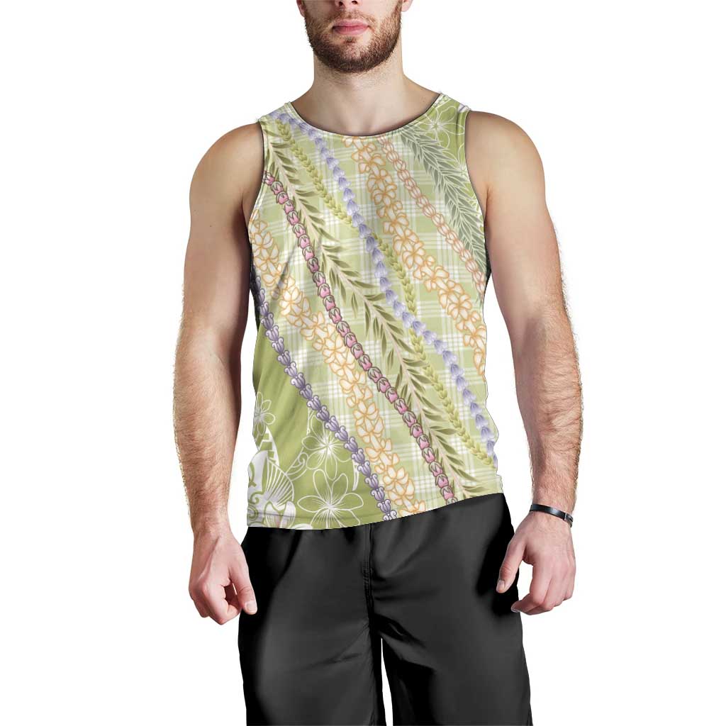 Green Palaka Hawaii Leis Men Tank Top Hawaiian-plaid Elegant Tropical Vibes LT14 - Polynesian Pride
