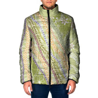 Green Palaka Hawaii Leis Padded Jacket Hawaiian-plaid Elegant Tropical Vibes LT14 Men Green - Polynesian Pride