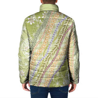 Green Palaka Hawaii Leis Padded Jacket Hawaiian-plaid Elegant Tropical Vibes LT14 - Polynesian Pride