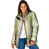 Green Palaka Hawaii Leis Padded Jacket Hawaiian-plaid Elegant Tropical Vibes LT14 Women Green - Polynesian Pride