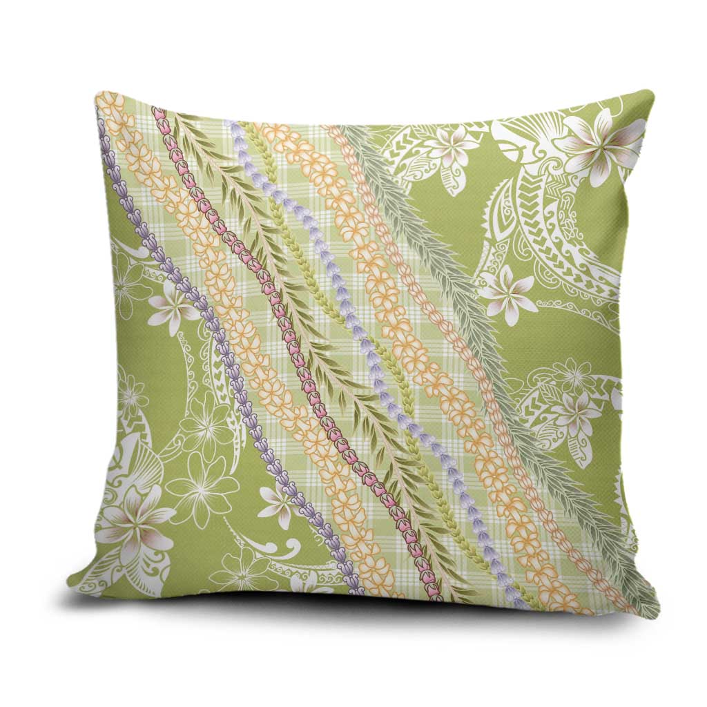 Green Palaka Hawaii Leis Pillow Cover Hawaiian-plaid Elegant Tropical Vibes - Polynesian Pride