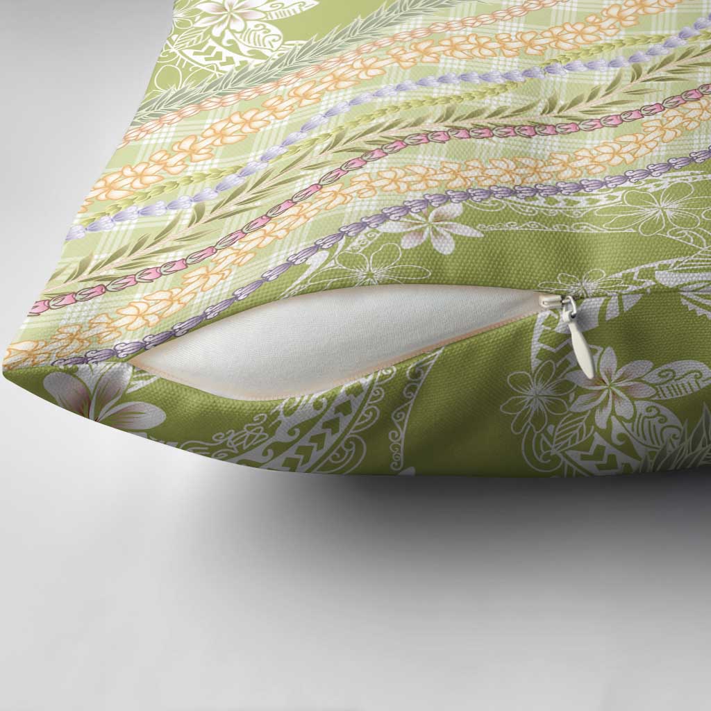 Green Palaka Hawaii Leis Pillow Cover Hawaiian-plaid Elegant Tropical Vibes - Polynesian Pride