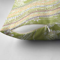 Green Palaka Hawaii Leis Pillow Cover Hawaiian-plaid Elegant Tropical Vibes - Polynesian Pride